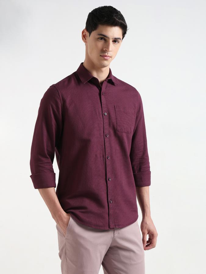 Men Textured Regular Fit Shirt with Patch Pocket image number 3