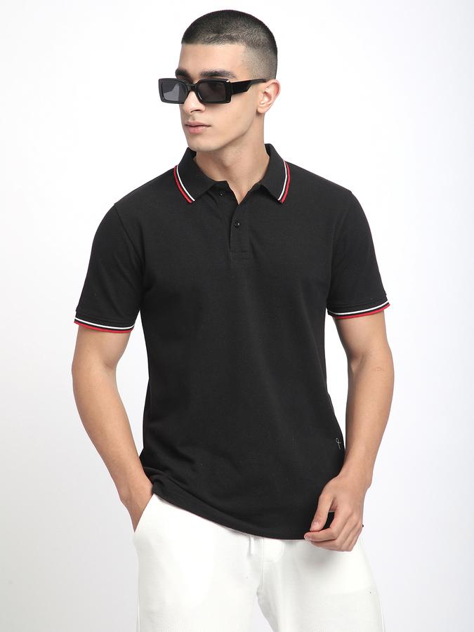 Solid Men Polo Neck T-Shirt