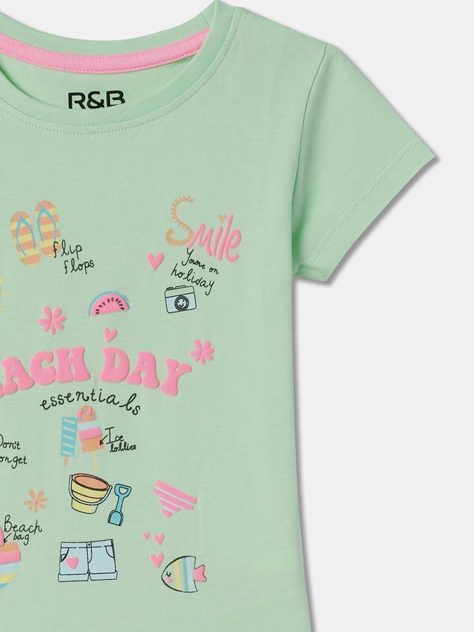 Girls Graphic Print Regular-Fit Round-Neck T-Shirt image number 2