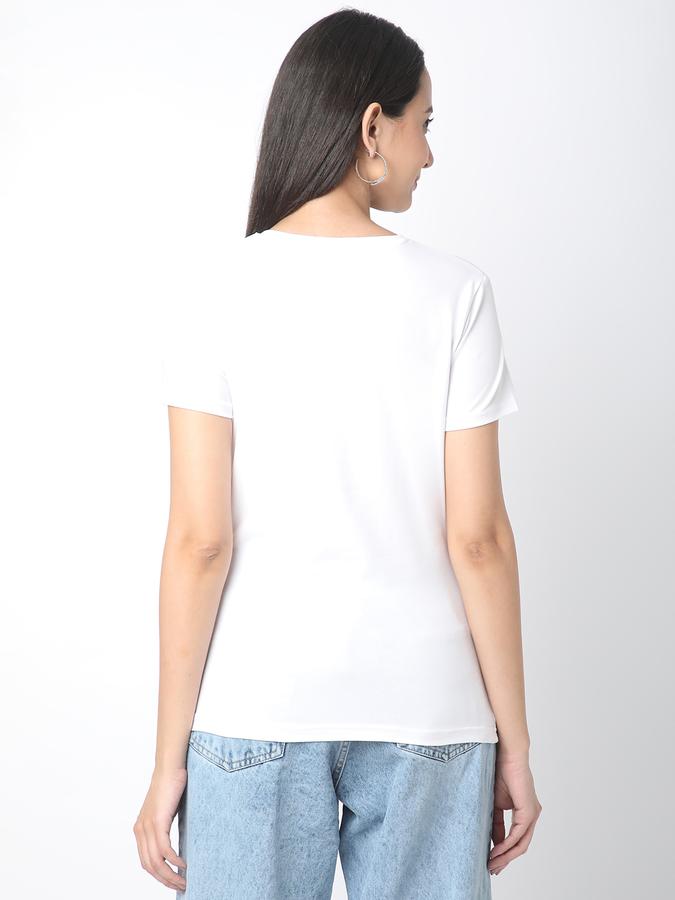 Solid Women V Neck T-Shirt  image number 2