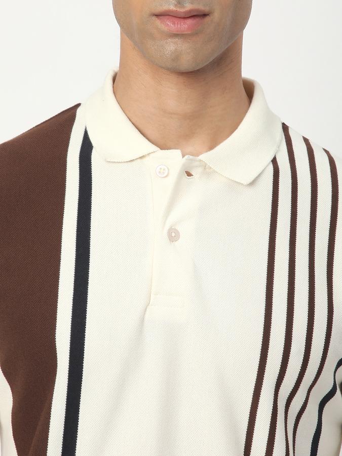 Striped Men Polo Neck T-Shirt image number 3