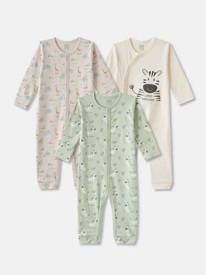 Romper For Baby Boys Printed Pure Cotton- Pack of 3