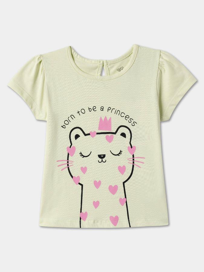 Baby Girls Graphic Print Pure Cotton Regular T Shirt