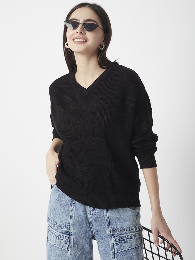 Solid V Neck Casual Women Sweater