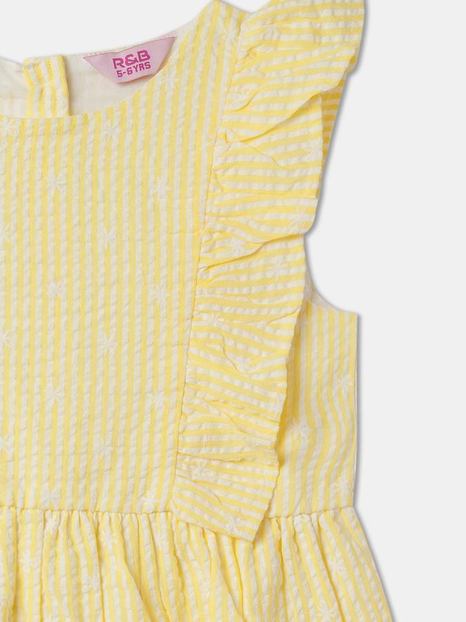 Striped A-Line Dress with Frilled Detail image number 2