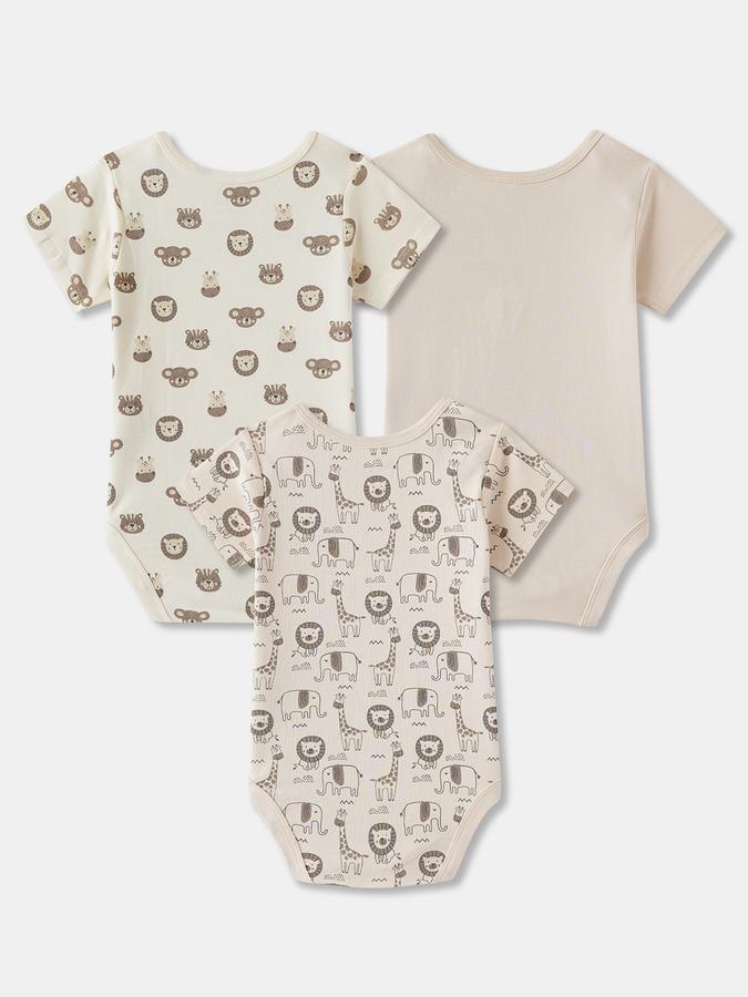 Romper For Baby Boys Printed Pure Cotton- Pack of 3 image number 1