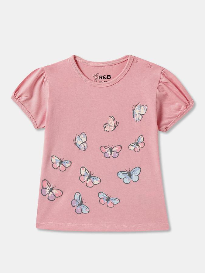 Baby Girls Graphic Print Pure Cotton Regular T Shirt 