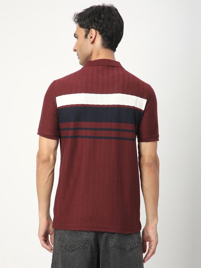 Striped Men Polo Neck T-Shirt image number 2