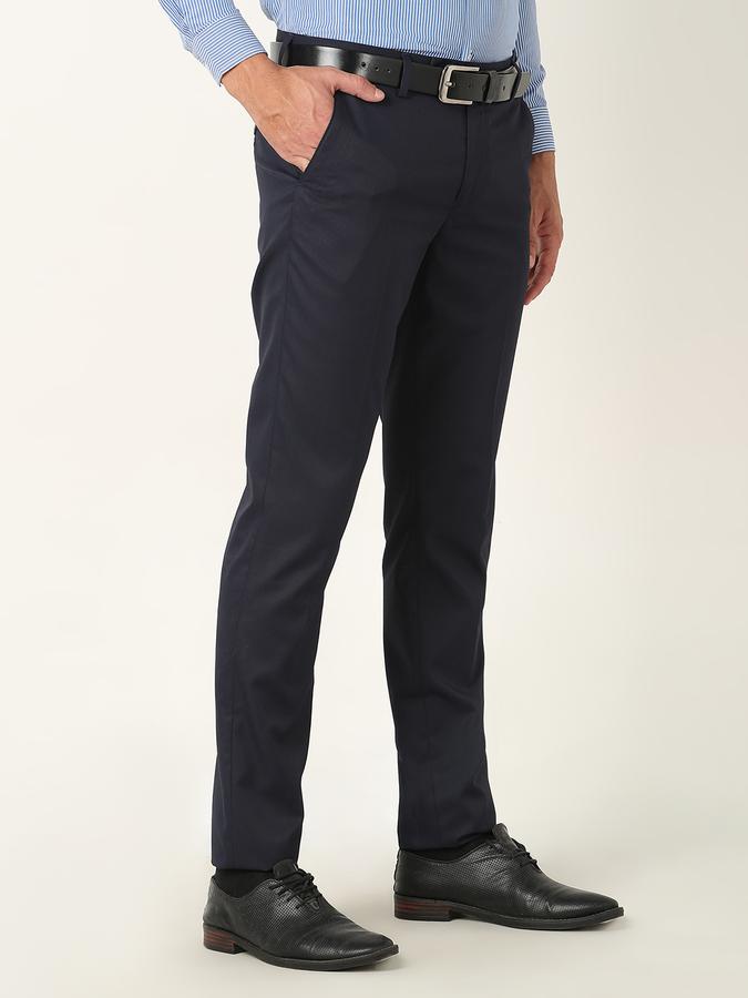 Men Slim Fit Flat-Front Trousers image number 2