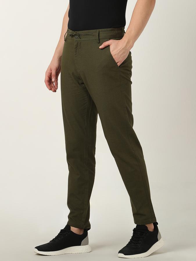 Men Slim Fit Flat-Front Trousers image number 1