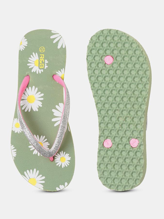 Women Floral Print Thong Flip-Flops image number 3