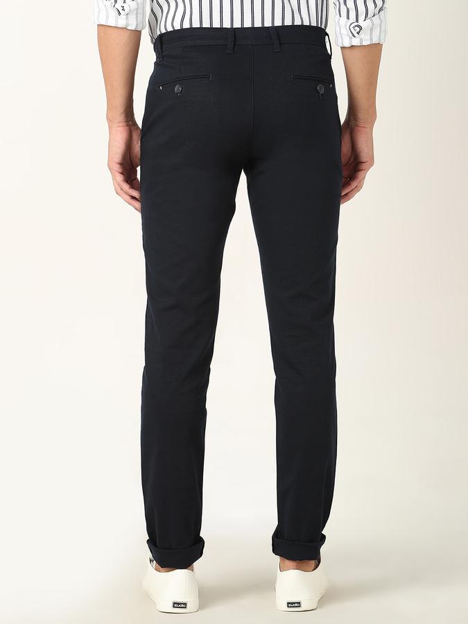 Men Slim Fit Flat-Front Trousers image number 3