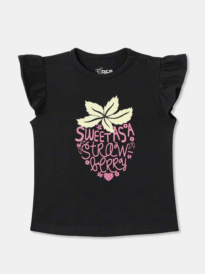 Baby Girls Graphic Print Pure Cotton Regular T Shirt 