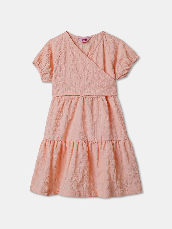 Girls Midi/Knee Length Casual Dress Short Sleeve