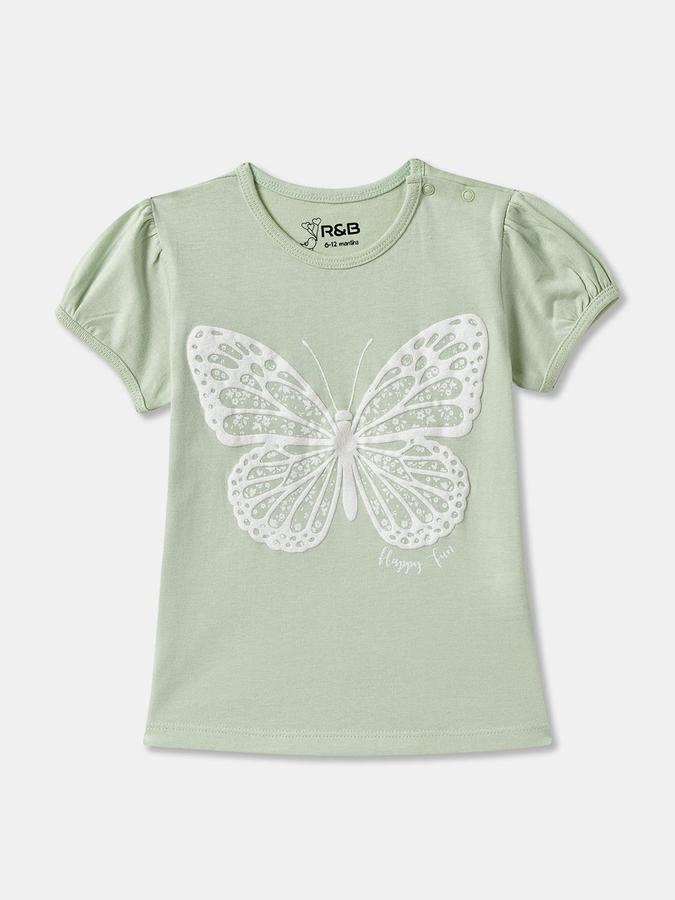 Baby Girls Graphic Print Pure Cotton Regular T Shirt 