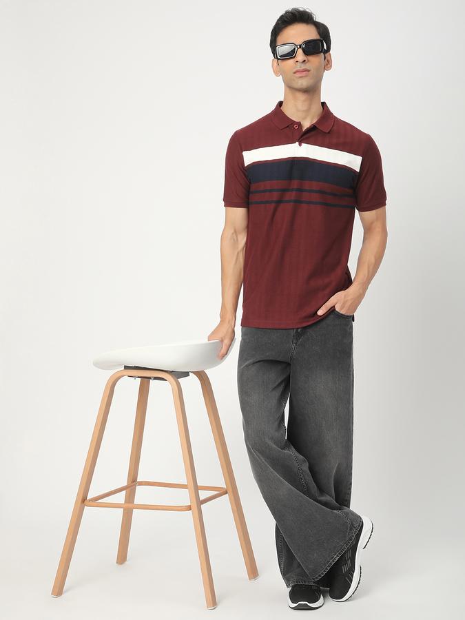 Striped Men Polo Neck T-Shirt image number 1