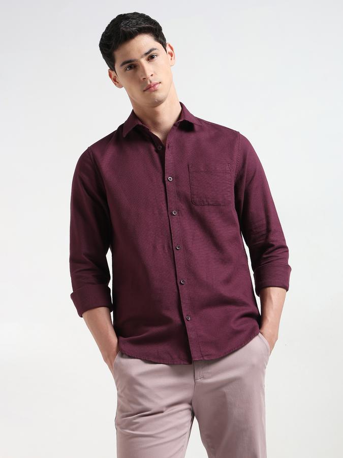 Men Textured Regular Fit Shirt with Patch Pocket image number 0