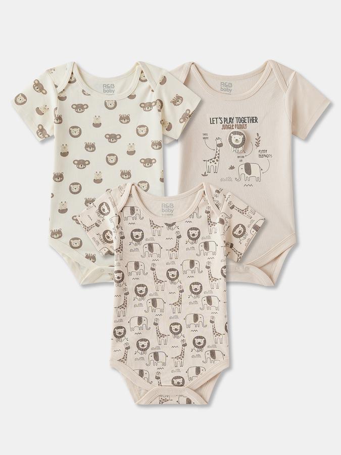 Romper For Baby Boys Printed Pure Cotton- Pack of 3