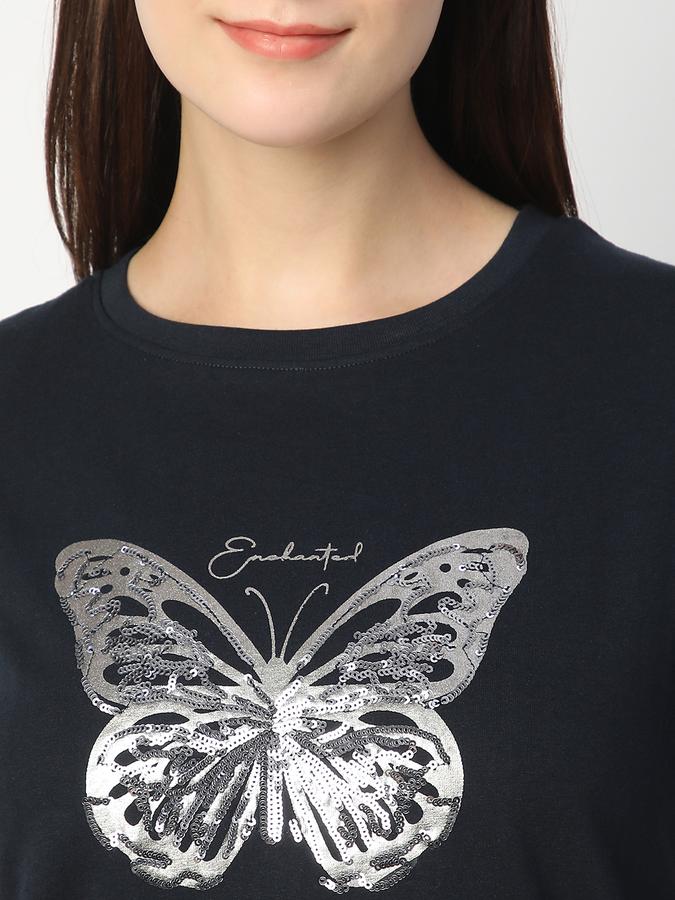 Self Design Women Round Neck T-Shirt image number 3