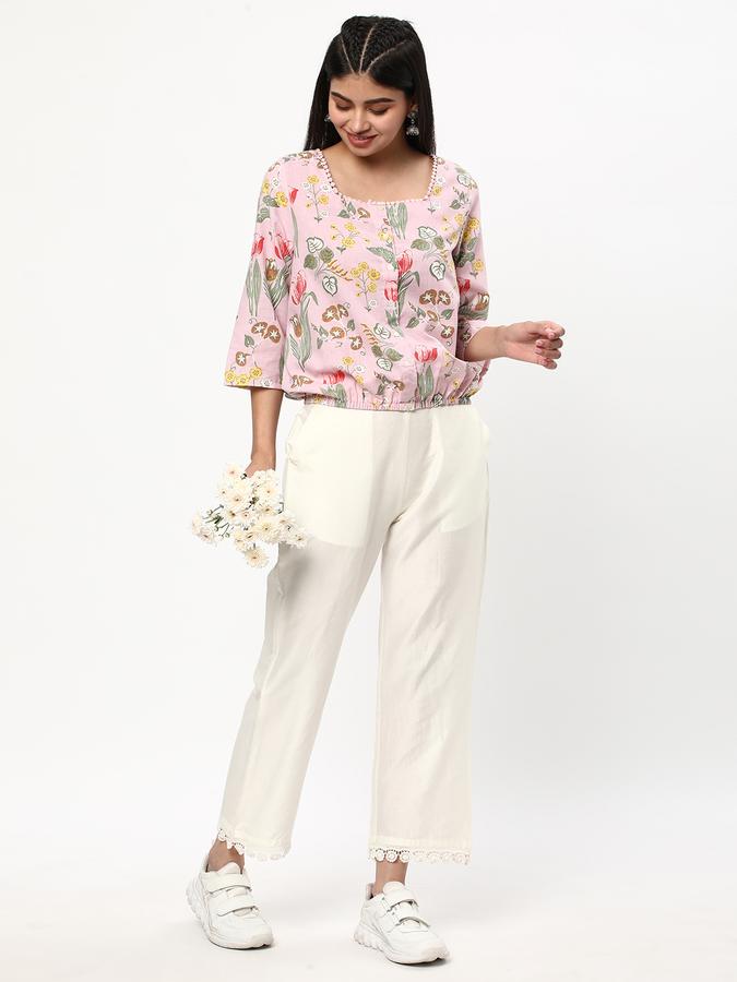 Women Floral Print Square-Neck Top image number 1