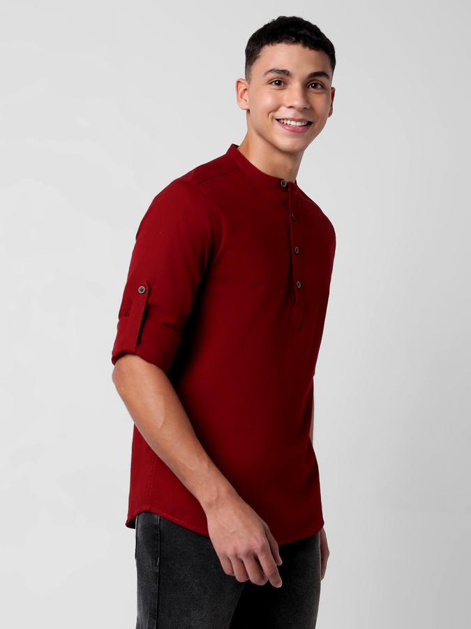 Men Regular Fit Shirt with Roll-Up Sleeves image number 2