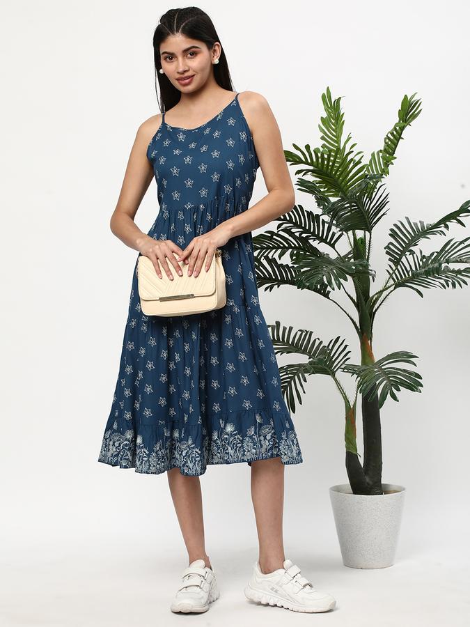 Women Block Print Fit & Flare Dress image number 1