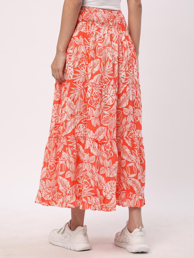 Women Leaf Print A-Line Skirt image number 2