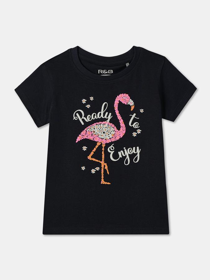 Girls Graphic Print Pure Cotton Regular T Shirt 