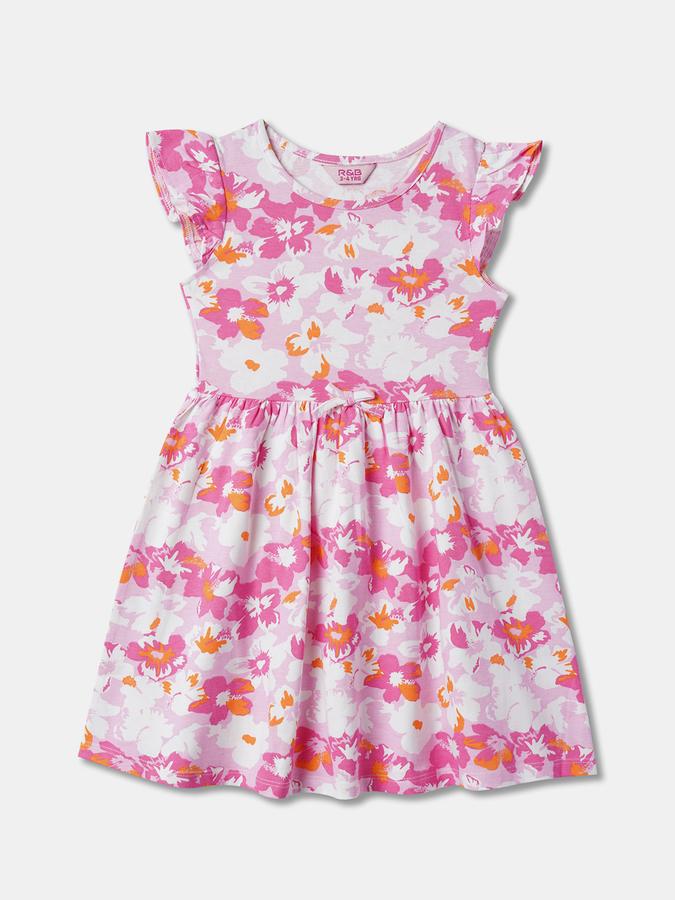 Girl Floral Print A-Line Dress