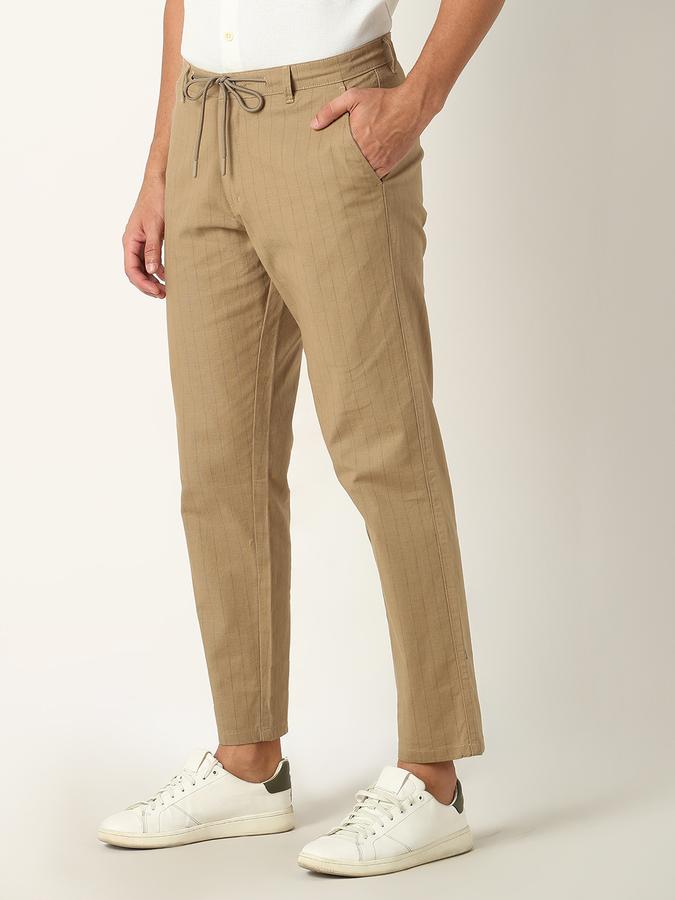 Men Slim Fit Flat-Front Trousers image number 1