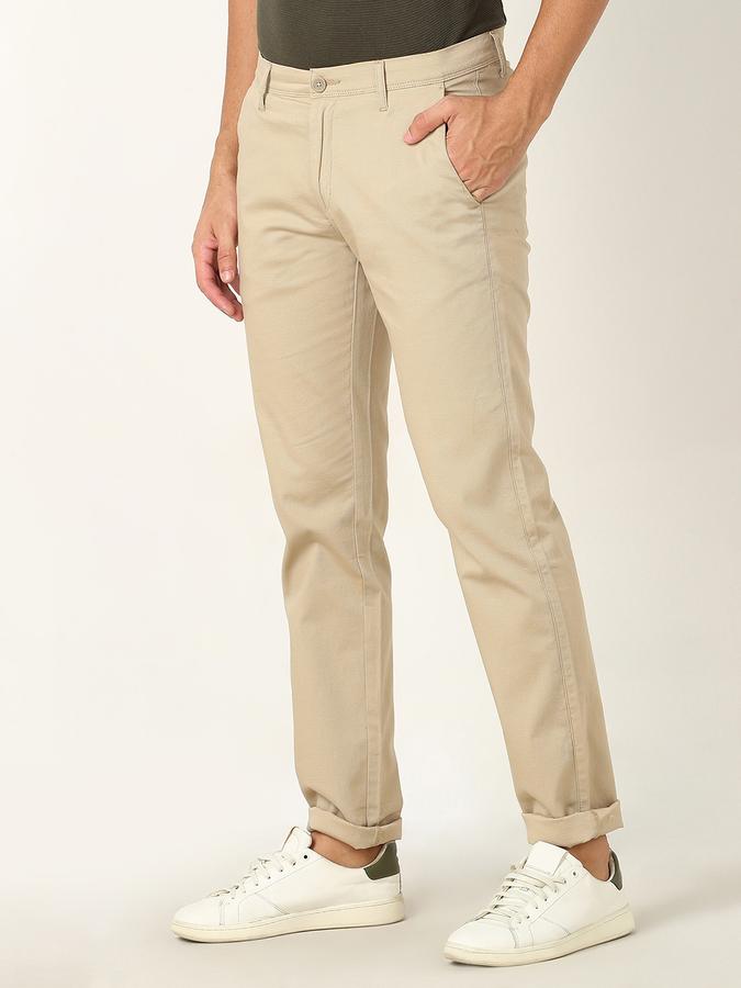 Men Slim Fit Flat-Front Trousers image number 1