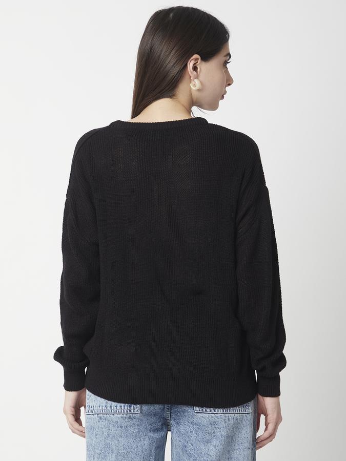 Solid V Neck Casual Women Sweater image number 2