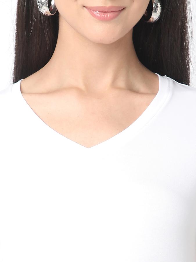 Solid Women V Neck T-Shirt  image number 3