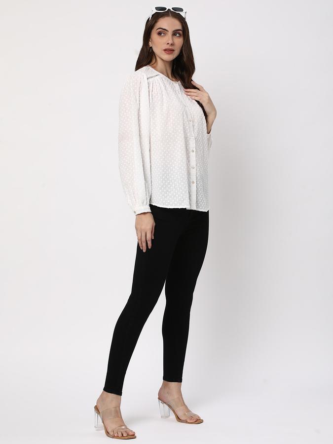 Women Swiss-Dot Relaxed Fit Top image number 1