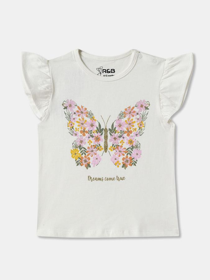 Baby Girls Graphic Print Pure Cotton Regular T Shirt 