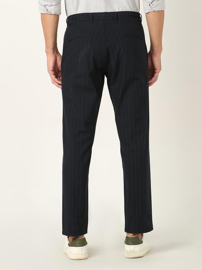 Men Slim Fit Flat-Front Trousers image number 3