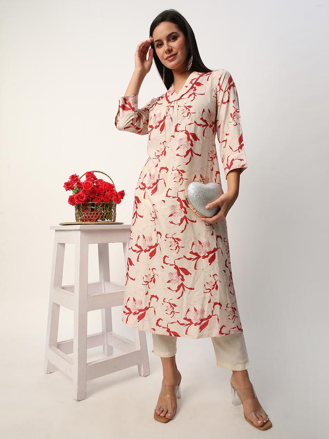 Women Floral Print A-Line Kurta image number 1