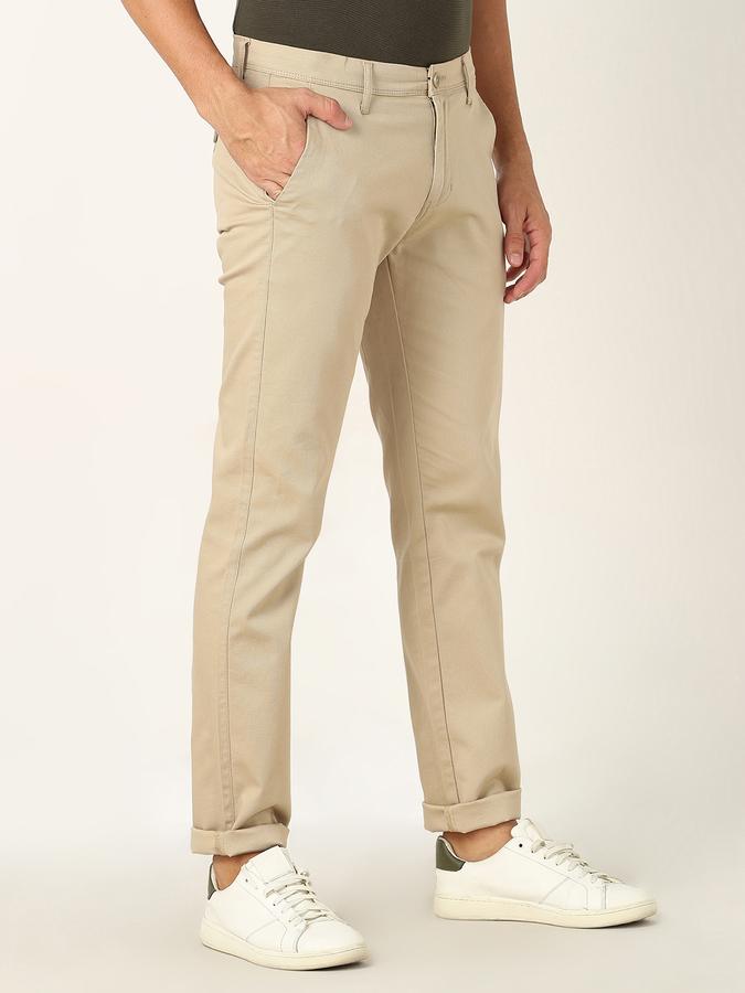 Men Slim Fit Flat-Front Trousers image number 2