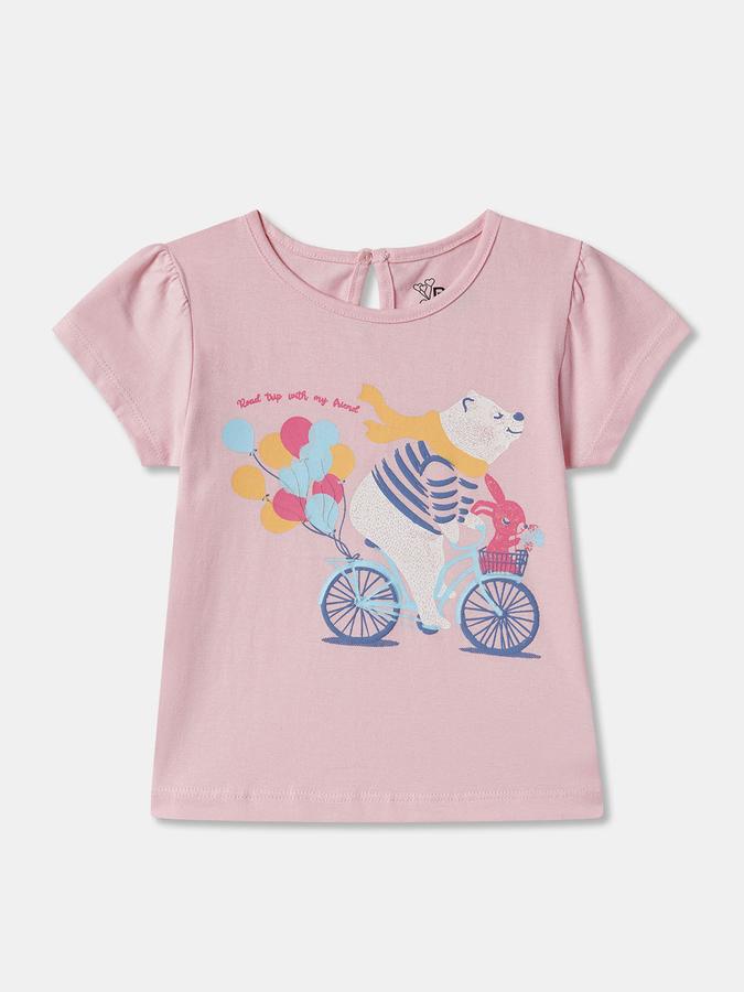 Baby Girls Graphic Print Pure Cotton Regular T Shirt