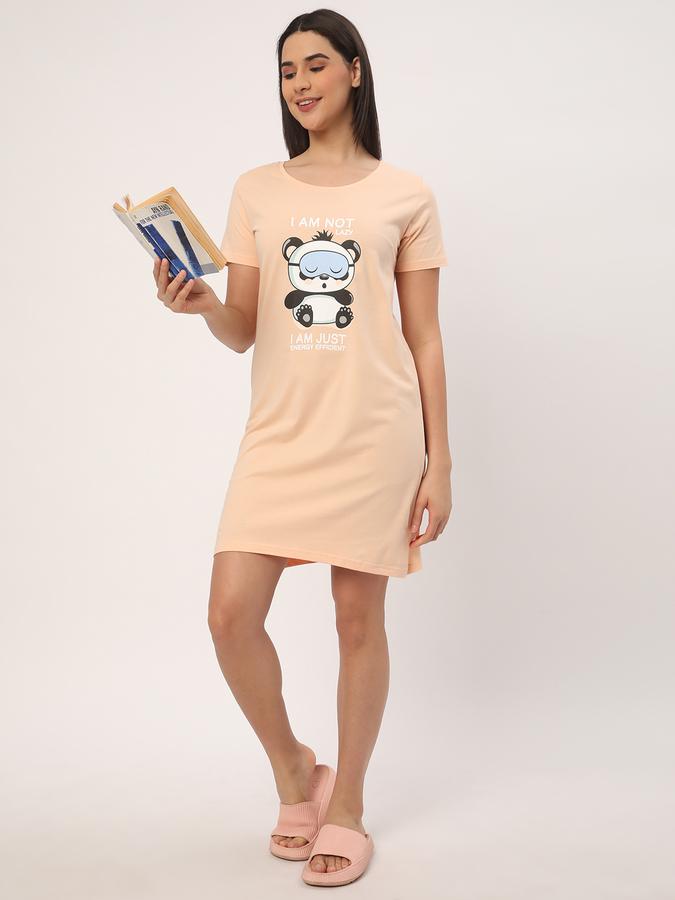 Women Printed Round-Neck Nightshirt image number 1