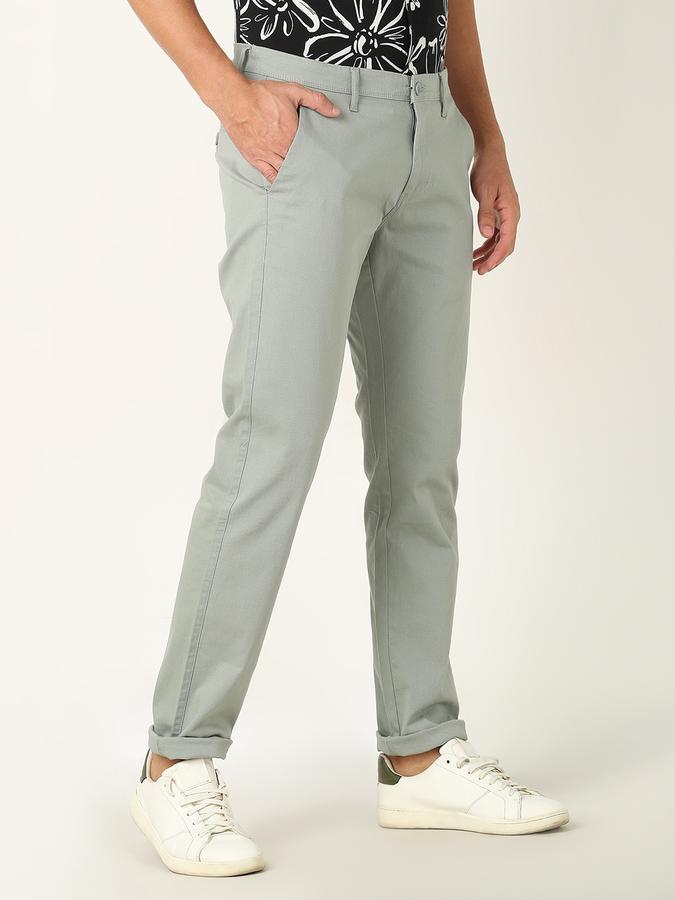 Men Slim Fit Flat-Front Trousers image number 2