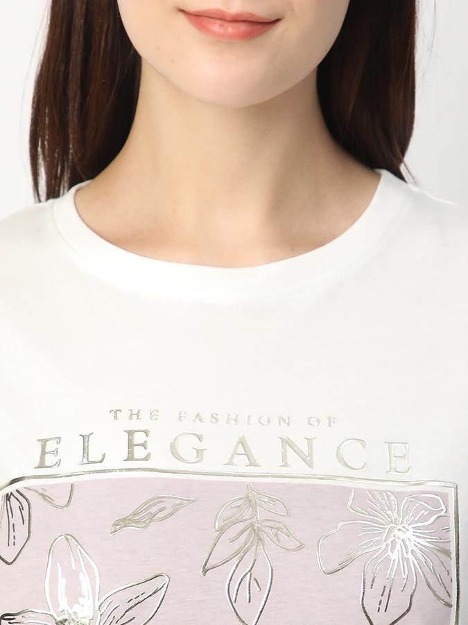 Self Design Women Round Neck T-Shirt image number 3