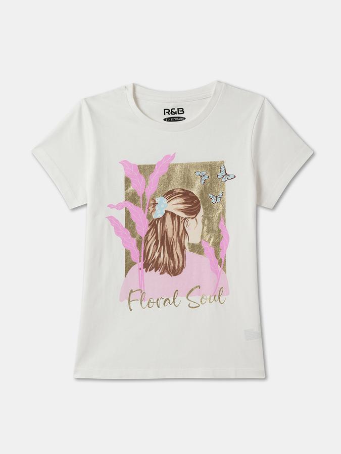 Girls Graphic Print Pure Cotton Regular T Shirt 