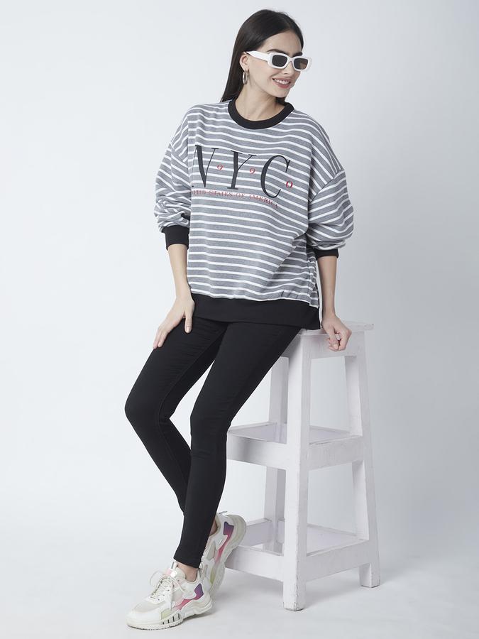 Full Sleeve Striped Women Sweatshirt image number 1