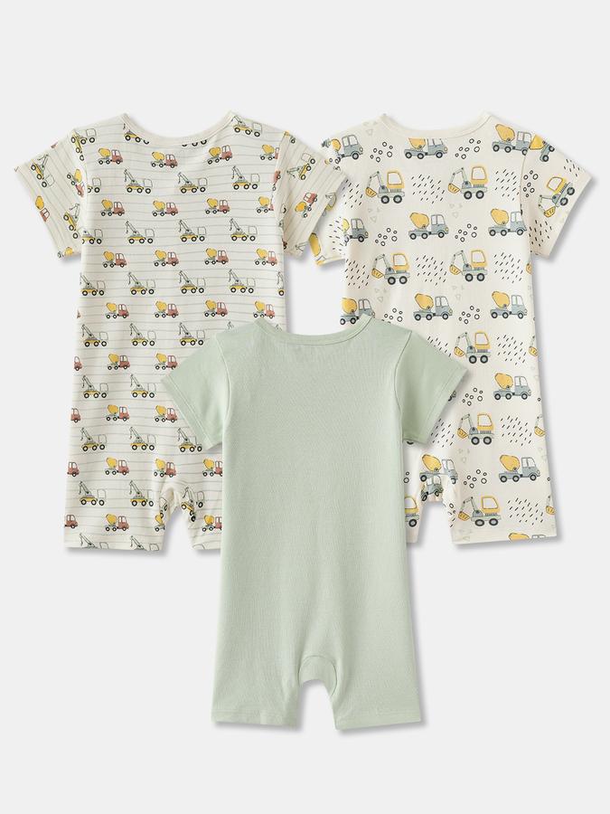 Romper For Baby Boys Printed Pure Cotton- Pack of 3 image number 1