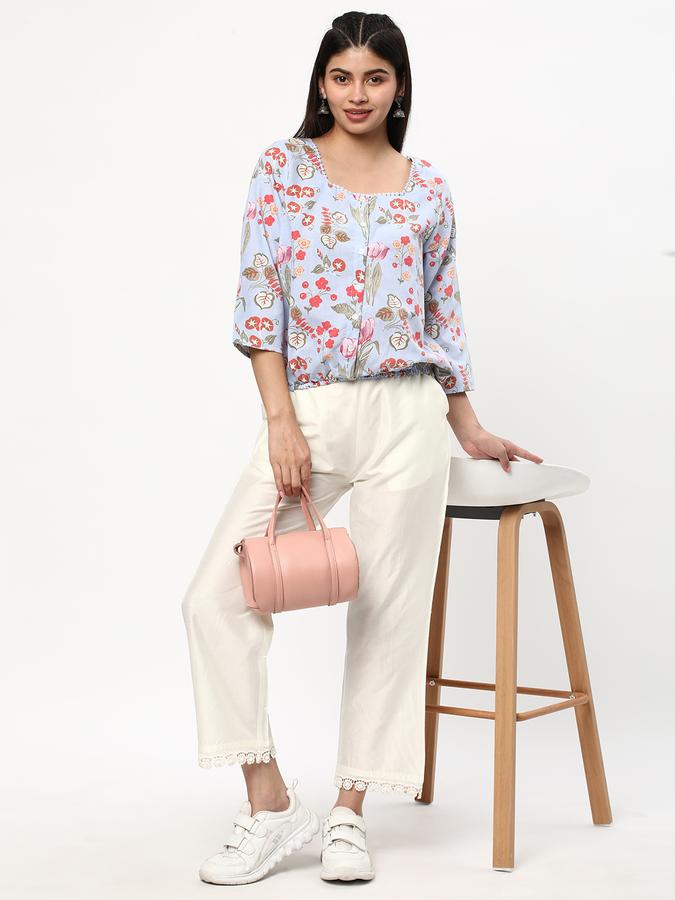 Women Floral Print Square-Neck Top image number 1