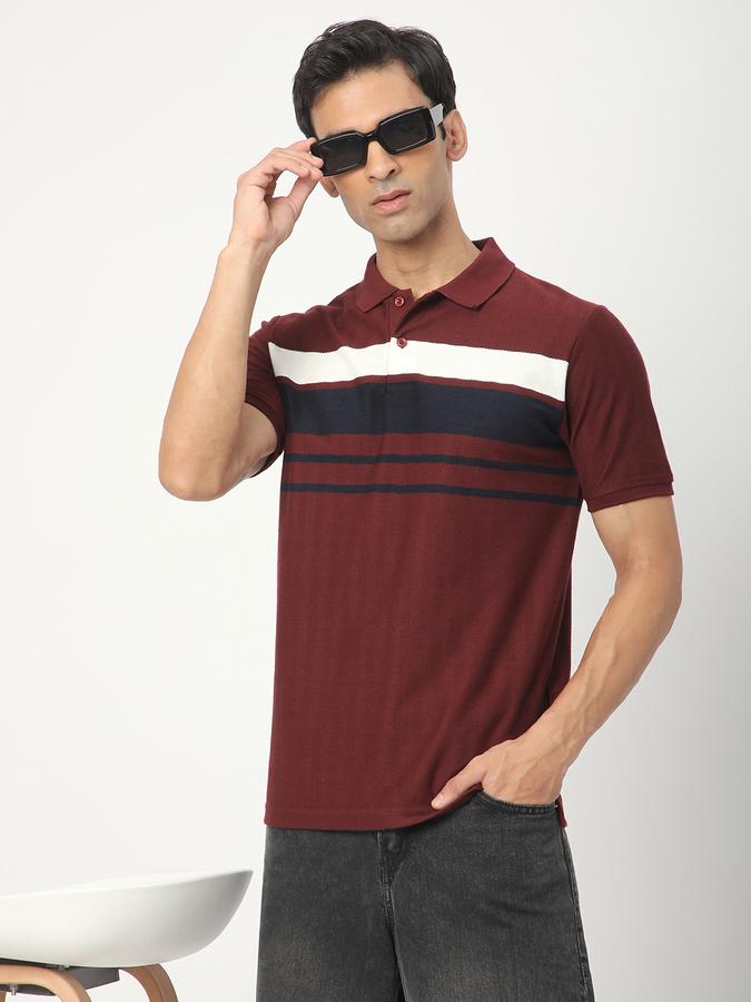 Striped Men Polo Neck T-Shirt image number 0