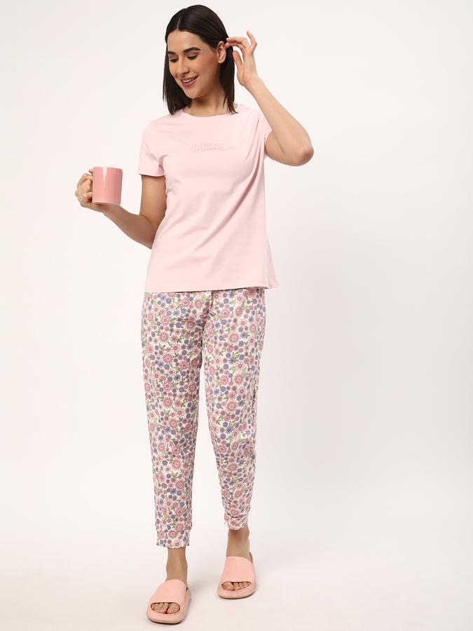 Women Floral Print Pyjamas & T-Shirt Set image number 1