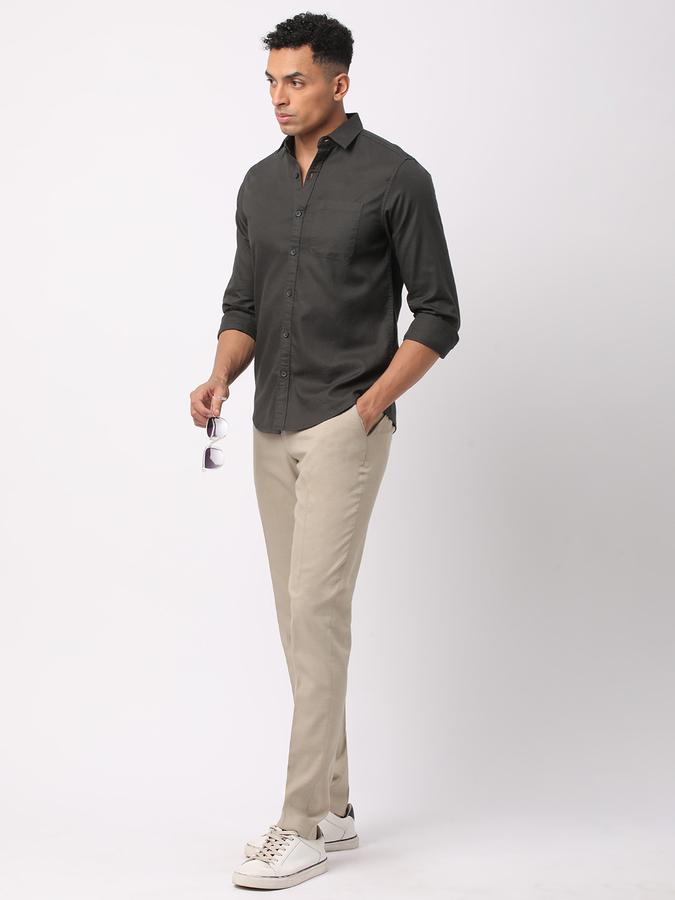 Men Flat-Front Slim Fit Trousers image number 1