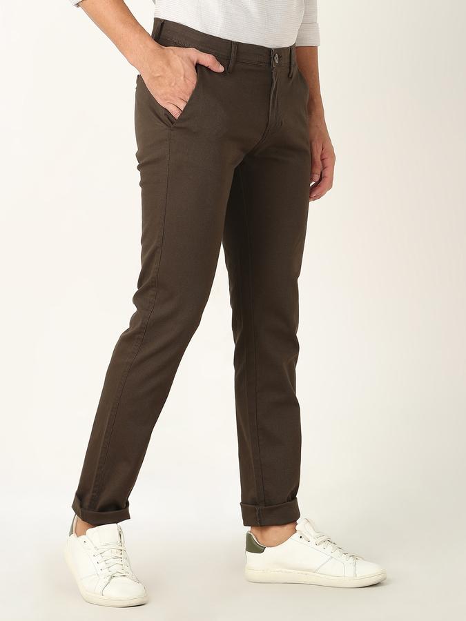 Men Slim Fit Flat-Front Trousers image number 2